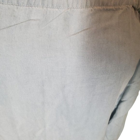 Ella Moss Blue Chambray Off Shoulder Boho Shift Dress Lyocell Bow Detail Sz S - Picture 2 of 6